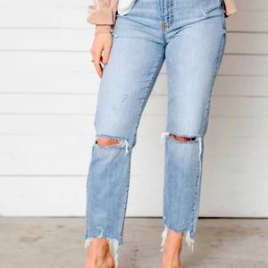 Daze Denim straight up sorry distressed jeans